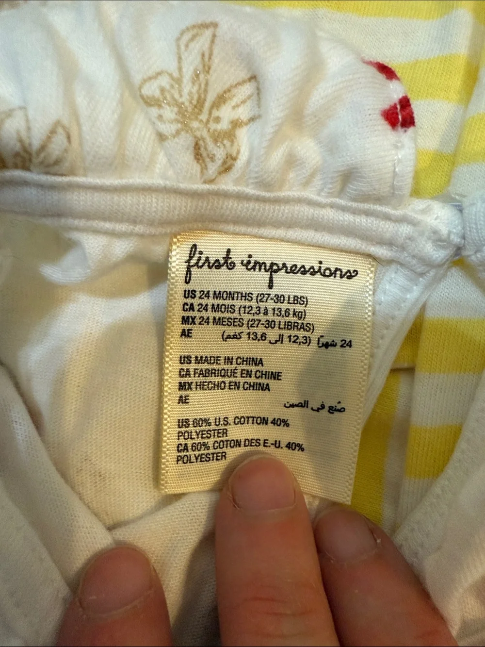 First Impressions White Bodysuit with Red and Tan Bow Accents